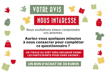 Affiche pour le questionnaire usagers 2025, bon d'achat de 30 euros