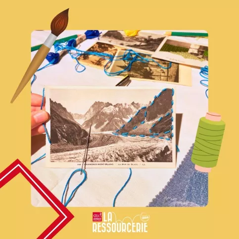 broderie carte postale